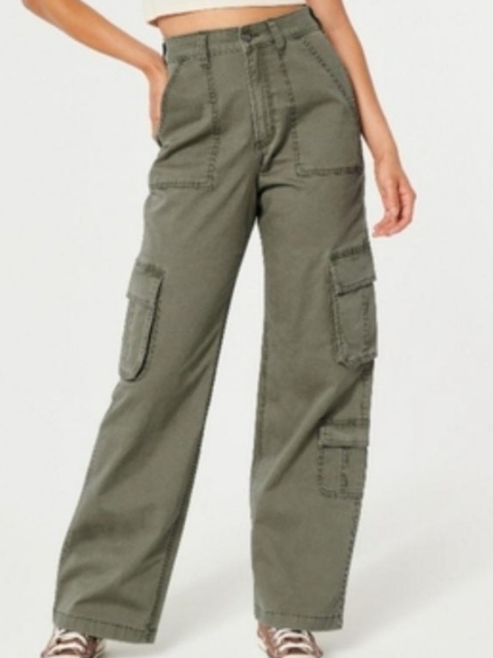 Hollister Olive Green Wide Leg Cargo Pants